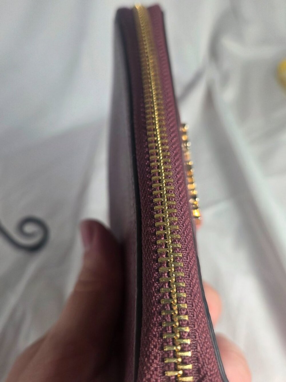 Michael Kors Adele Double Zip Pebbled Leather Wristlet Wallet - Burgundy - Picture 4 of 5